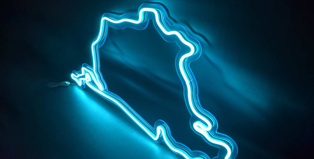 "Circuit NÜRBURGRING" Enseigne Lumineuse en Néon, Décoration